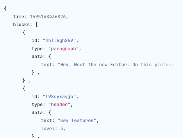 Editor.js block structure
